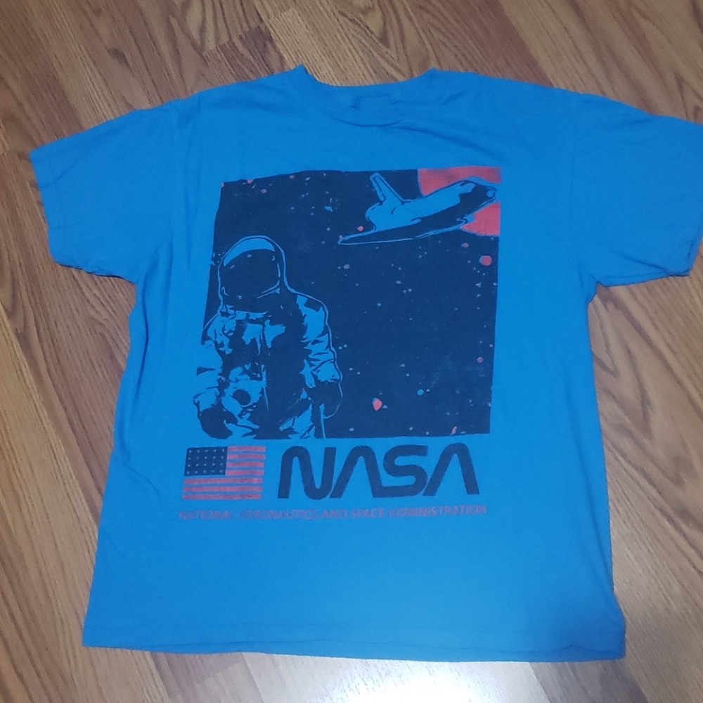 Boys NASA M tshirt blue graphic tee